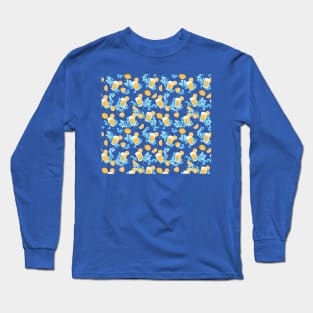 Lemon and Lemonade Blue Pattern Long Sleeve T-Shirt